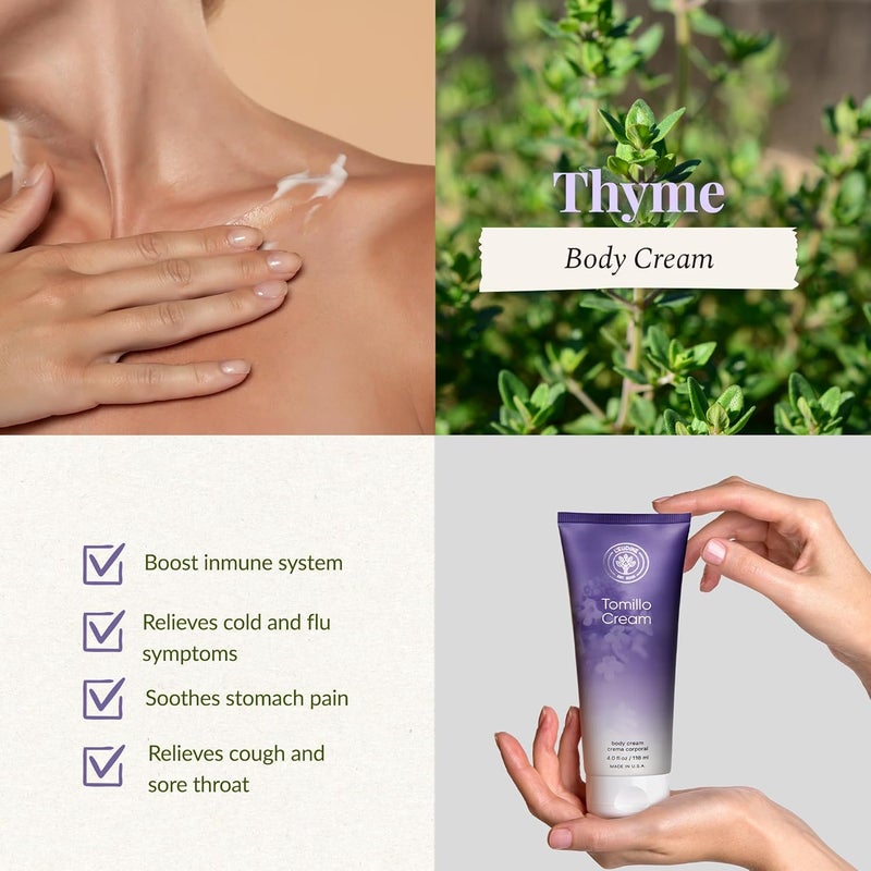 LEUDINE Thyme Body Cream  4fl oz Tomillo Massage Cream  Soothing Respiratory Tract and Airways  Support for Congestion and Sinuses for Kids and Adults  Great for Cold Season - Image 2