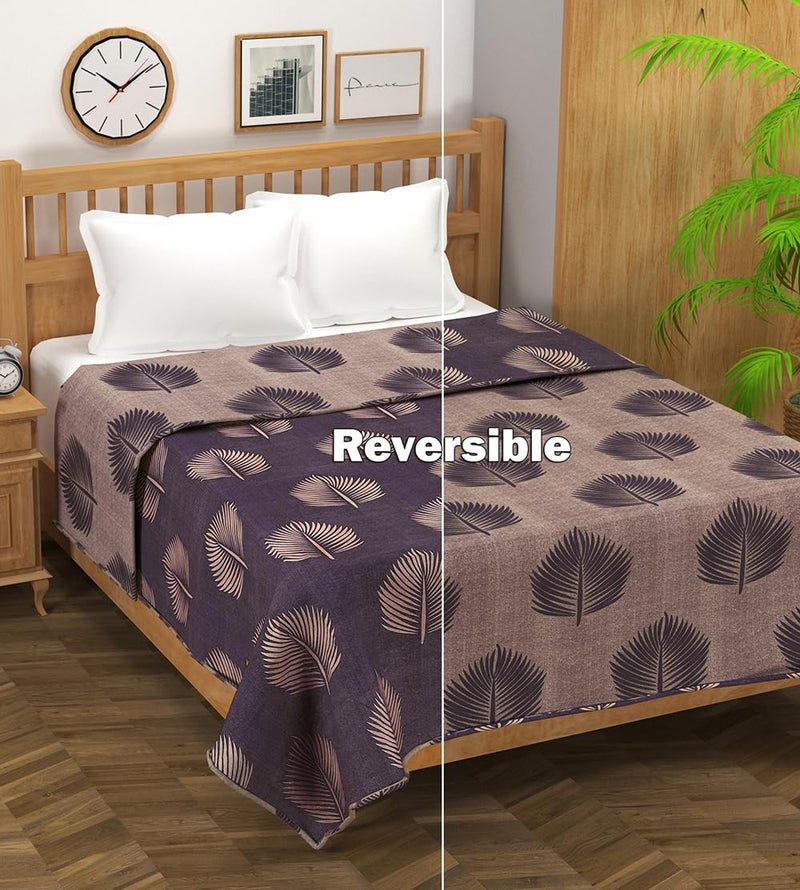 BSB HOME Pure Cotton 120 GSM Reversible Soft Lightweight Printed Single Bed Blanket/AC Dohar/Skin Friendly Dohar-152 x 225 cm - Purple & Brown - Image 2