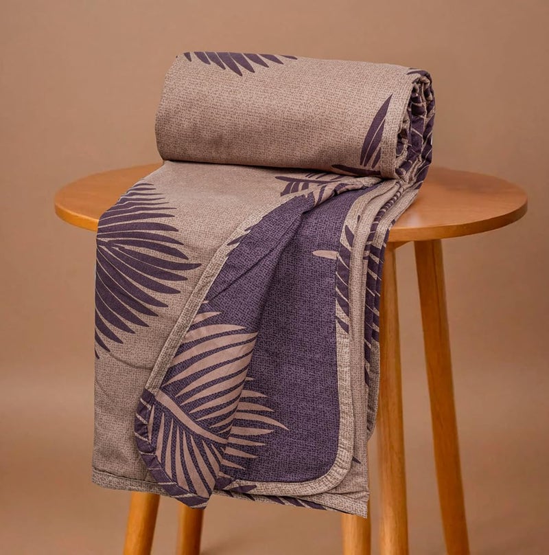 BSB HOME Pure Cotton 120 GSM Reversible Soft Lightweight Printed Single Bed Blanket/AC Dohar/Skin Friendly Dohar-152 x 225 cm - Purple & Brown - Image 1