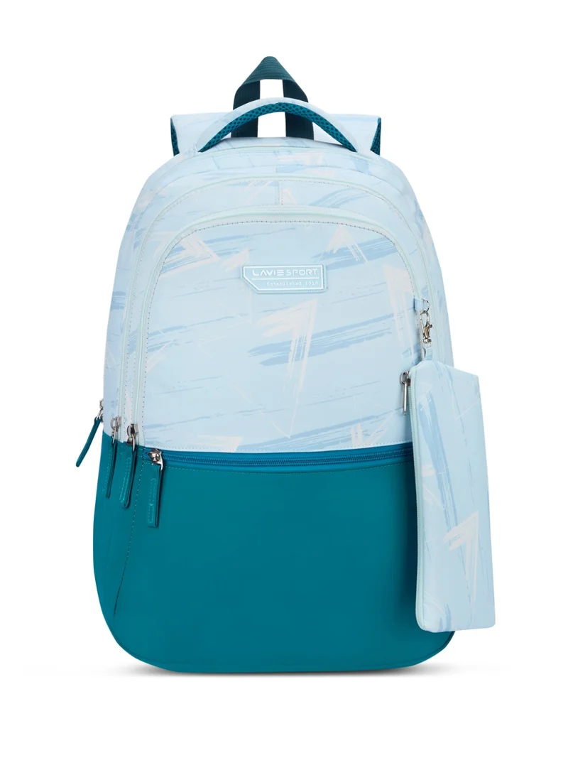 Sport 36L Brushstrokes Backpack | 19 inches | Laptop Compatiable | Raincover | Pencil Pouch |(L.Blue)