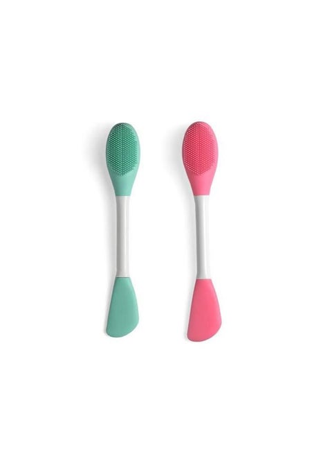 Silicone Face Mask Applicator, 2 in 1 Double-Sided Facial Scrubber Brush Tool, Double-Head Manual Cleansing Brush for Deep Gentle Exfoliating 1PCS (random color)