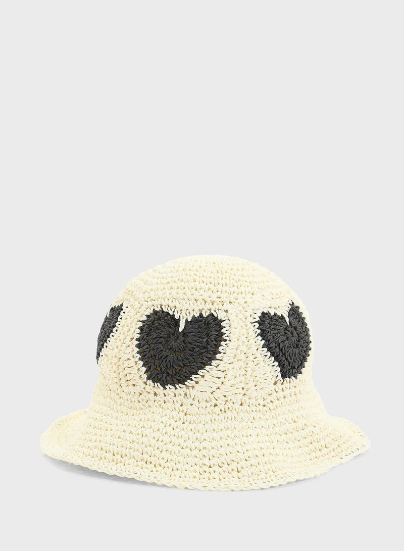 Ginger Heart Motif Raffiahat