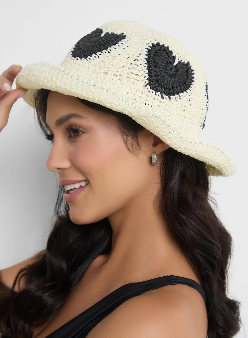 Ginger Heart Motif Raffiahat