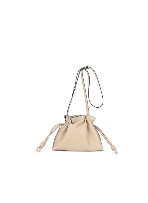Classic Flamenco Drawstring Clutch Pleated Shoulder Bag Apricot