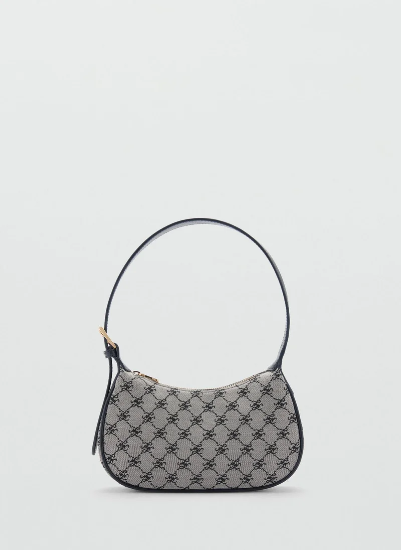 مانجو Logo Print Zip Details Shoulder Bag
