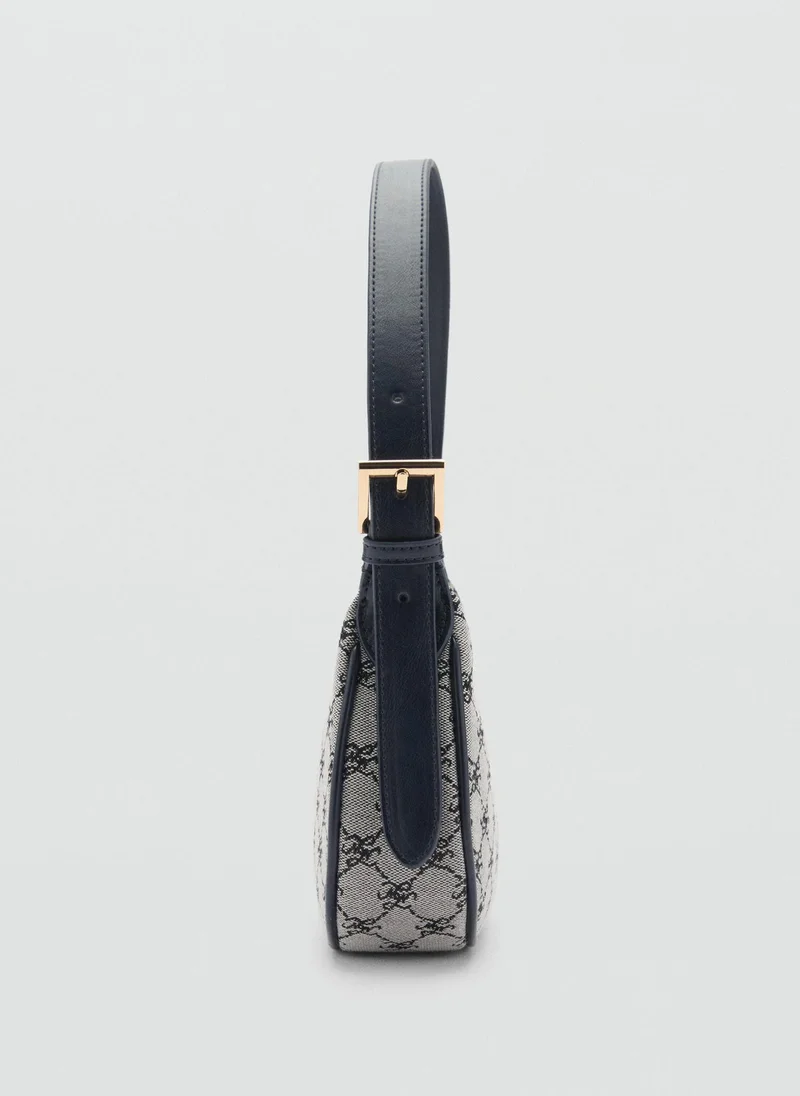 مانجو Logo Print Zip Details Shoulder Bag