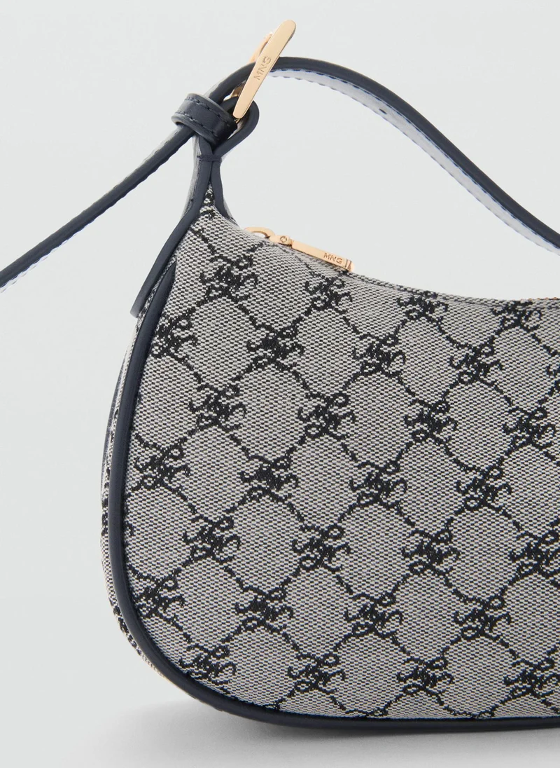 مانجو Logo Print Zip Details Shoulder Bag