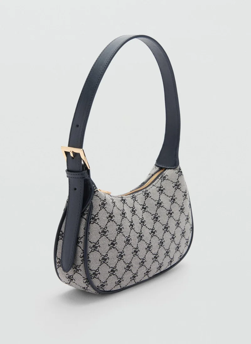 مانجو Logo Print Zip Details Shoulder Bag