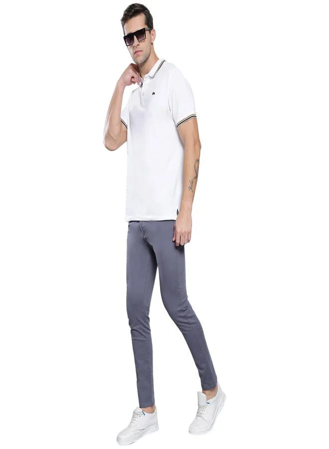 Dennis Lingo Men's White 100% Cotton Solid Pattern Regular Fit T-Shirt