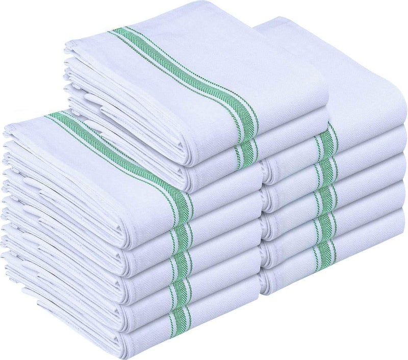 Utopia Towels Green Dish Towels [12 Pack - 15 x 25 Inches] 100% Ring Spun Cotton Highly Absorbent & Reusable Cleaning Bar, Tea, Kitchen and Dishcloths Set - 200 GSM - Image 1