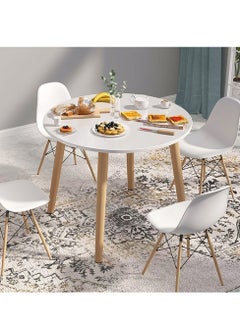 Generic Modern Dining Table Coffee Table Kitchen Table with Solid Wooden Legs Round Table for Living Room Kitchen Dining Room Lounging Cafeterias (Round, 80 * 80 * 73CM)  - Image 2