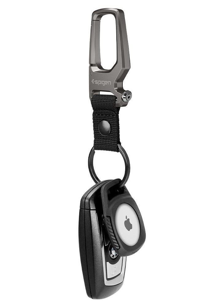 Spigen - Rugged Armor with Keychain Ring for Apple AirTag - Matte Black - Image 1