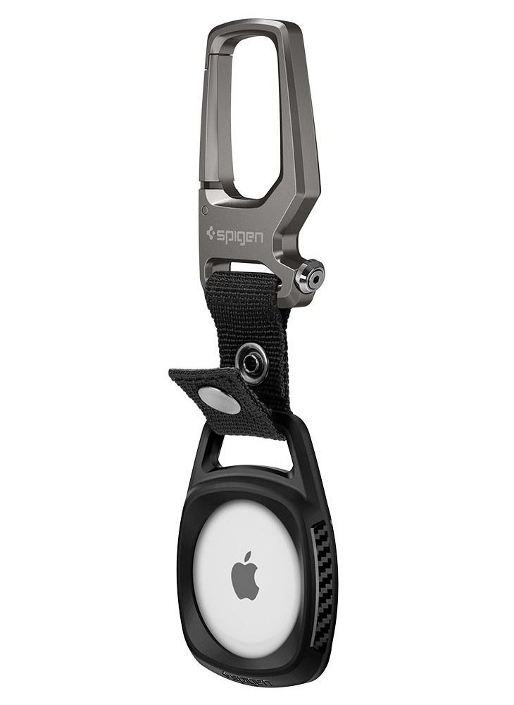 Spigen - Rugged Armor with Keychain Ring for Apple AirTag - Matte Black - Image 1