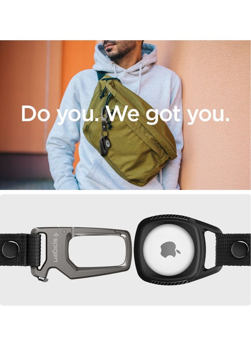 Spigen - Rugged Armor with Keychain Ring for Apple AirTag - Matte Black - Image 1