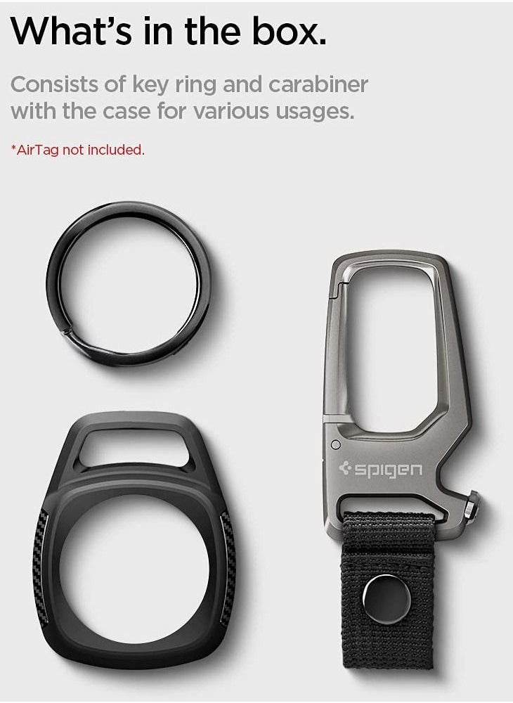 Spigen - Rugged Armor with Keychain Ring for Apple AirTag - Matte Black - Image 1