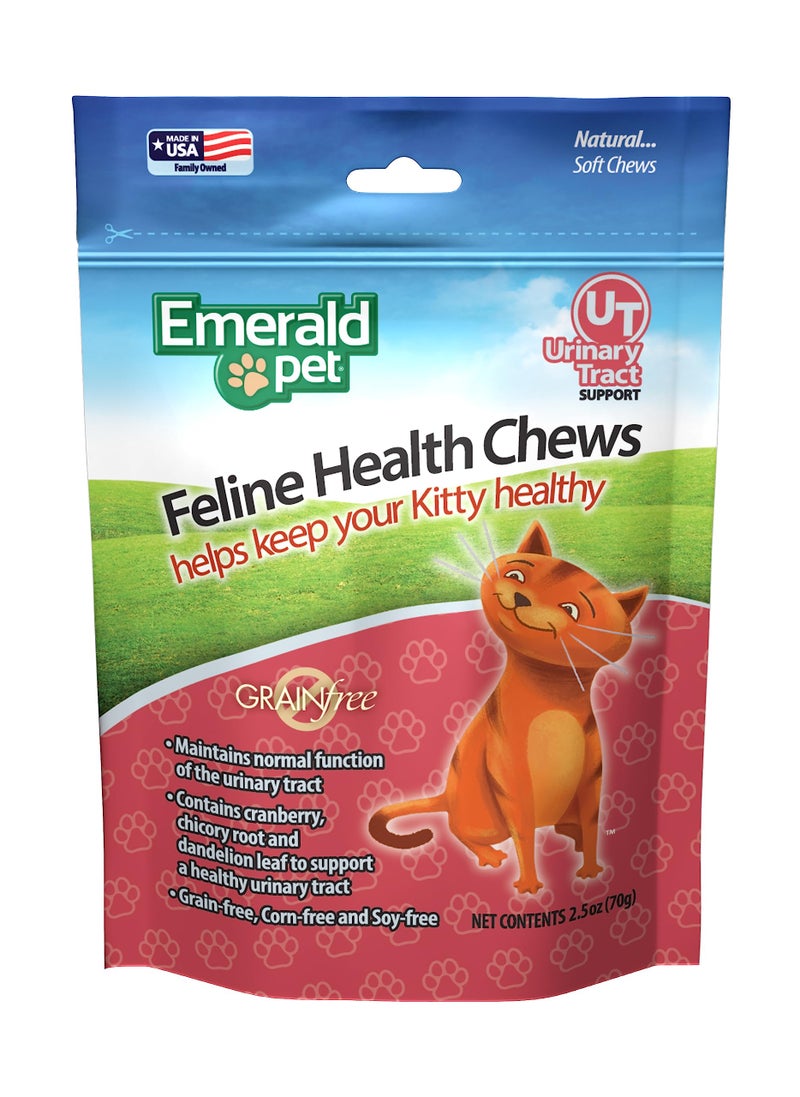Emerald Pet Feline Health Chews UT Support — Natural Grain Free Urinary Tract Health Cat Chews — Cat Urinary Supplements with Cranberry, Chicory Root, and Dandelion Leaf Extract — Made in USA, 2.5 oz - Image 1