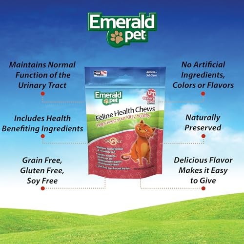 Emerald Pet Feline Health Chews UT Support — Natural Grain Free Urinary Tract Health Cat Chews — Cat Urinary Supplements with Cranberry, Chicory Root, and Dandelion Leaf Extract — Made in USA, 2.5 oz - Image 3
