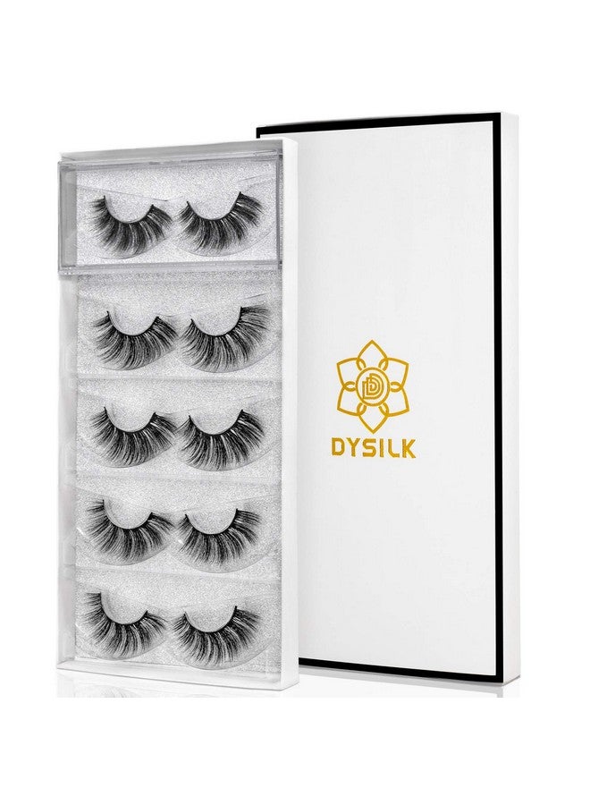 DYSILK Lashes Wispy Eyelashes False Eyelashes 5 Pairs 6D Mink Lashes Fake Eyelashes Natural Look Like Extensions Strip Lashes Fluffy Lash Pack ; 00718Mm - Image 1