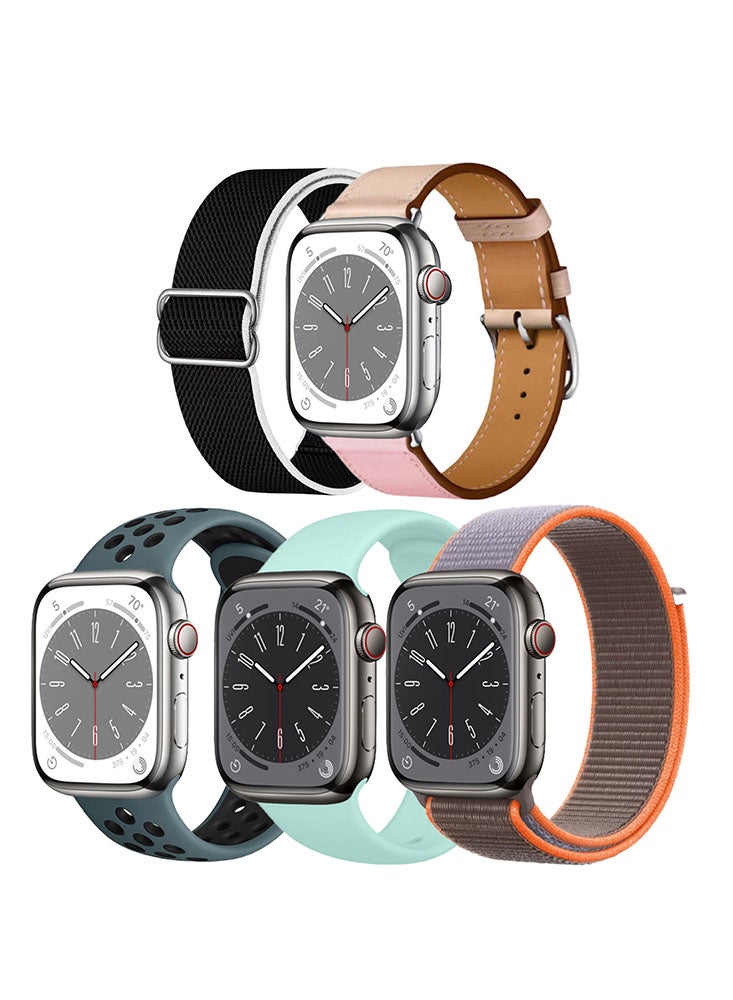 Perfii 5pcs Watch Bands Replacement for Apple Watch Strap Compatible with Apple Watch 42/41/40/38mm Series 10/9/8/7/6/5/4/SE - Image 1