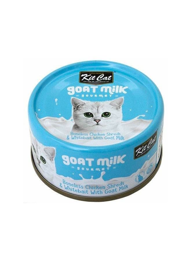 Kit Cat Boneless Chicken Shreds & Whitebait With Goat Milk 70g