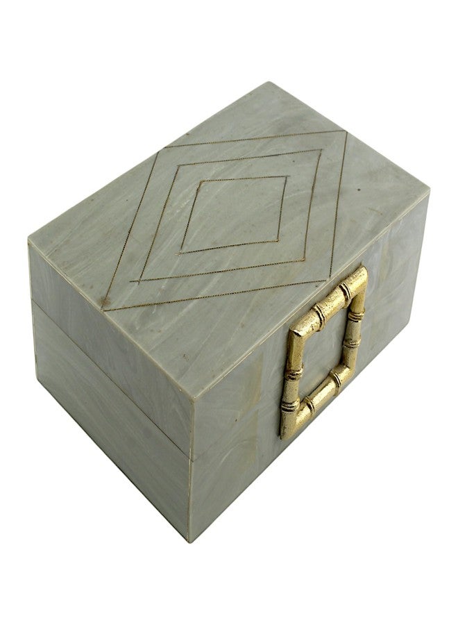 Hind Decor صندوق مجوهرات مصنوع يدويًا من الراتنج الرمادي - تخزين أنيق للمجوهرات والتذكارات، بلمسة نهائية ناعمة ولون رمادي كلاسيكي. - Image 3