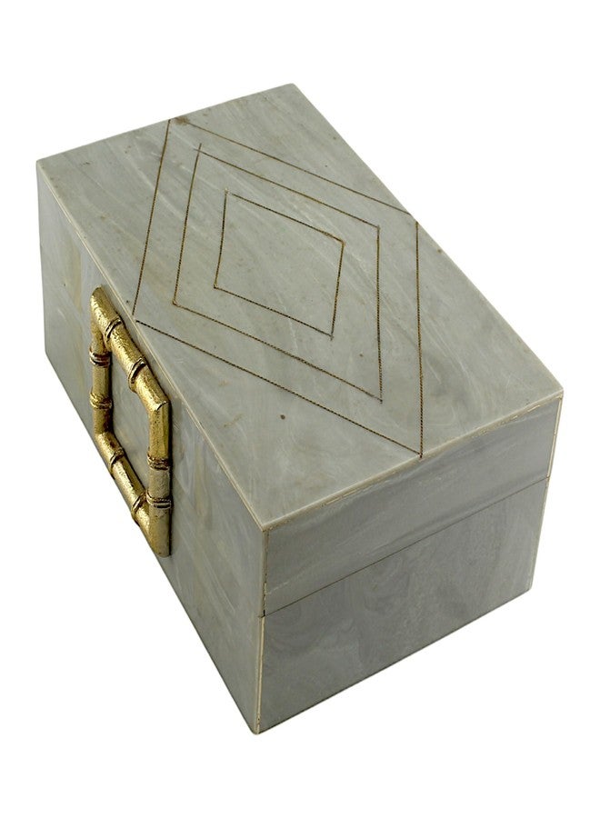 Hind Decor صندوق مجوهرات مصنوع يدويًا من الراتنج الرمادي - تخزين أنيق للمجوهرات والتذكارات، بلمسة نهائية ناعمة ولون رمادي كلاسيكي. - Image 4