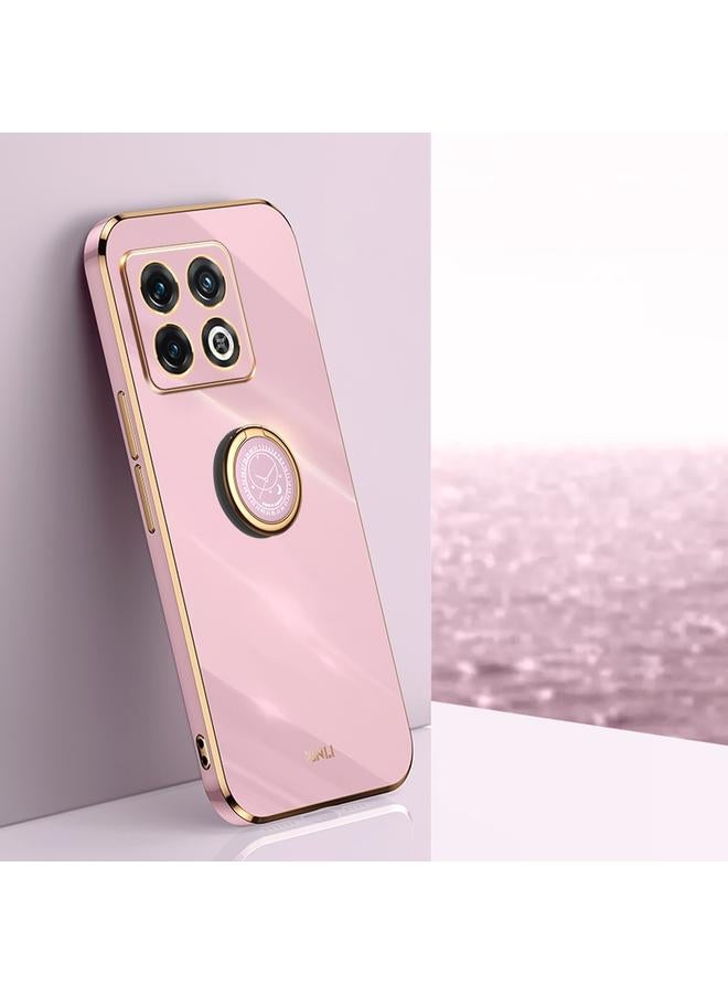 S-TOP Case For OnePlus 10 Pro XINLI Straight Edge 6D Electroplate TPU Phone Case with Ring Holder - Image 1