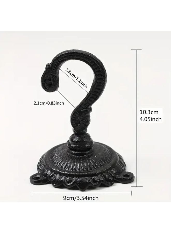 Black Vintage European Cast Iron Ceiling Hook Ornate Floral Design Easy Installation - Image 3