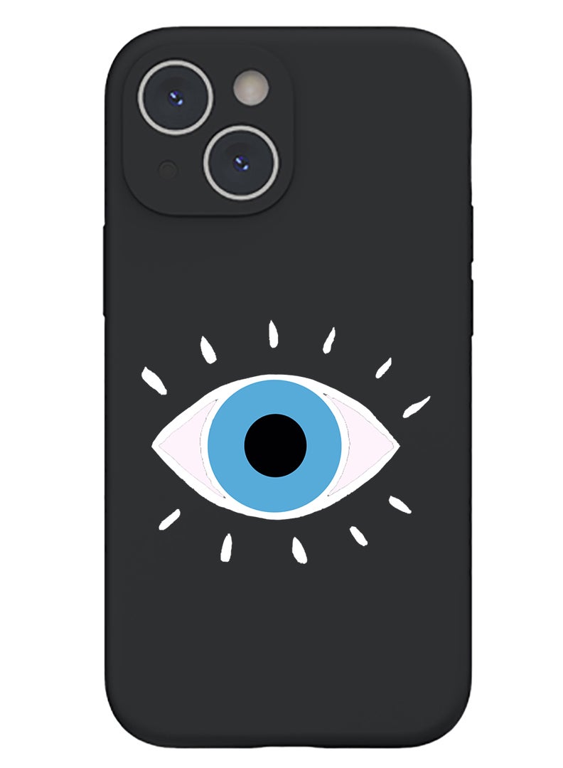 Theodor Protective Slim Fit Case Liquid Silicone Cover with Full Body Protection Anti-Scratch Shockproof Case For iPhone 15 Black  - Flower and bees - Image 1