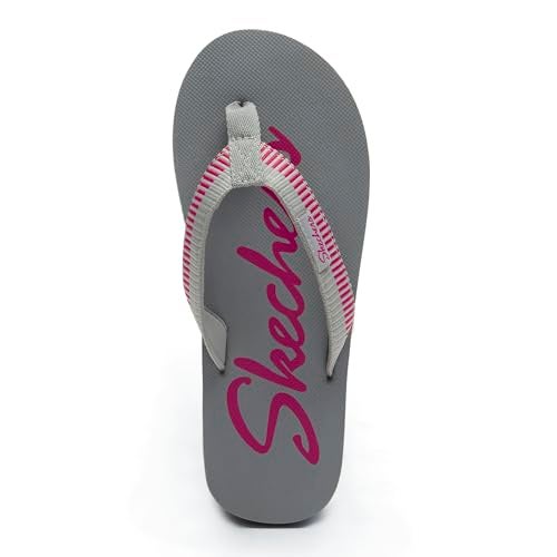 Skechers Womens COURTWALD INDIA Grey Hot Pink Casual Flip Flops, 5 UK - Image 2