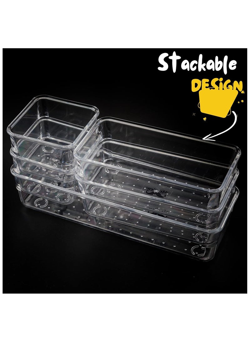 مجموعة منظمات أدراج مستوردة، 5 قطع، منظم أدراج مكياج بلاستيكي شفاف، حاويات للتنظيم، منظم أدوات مكتبية، منظم أدراج حمام - Image 4