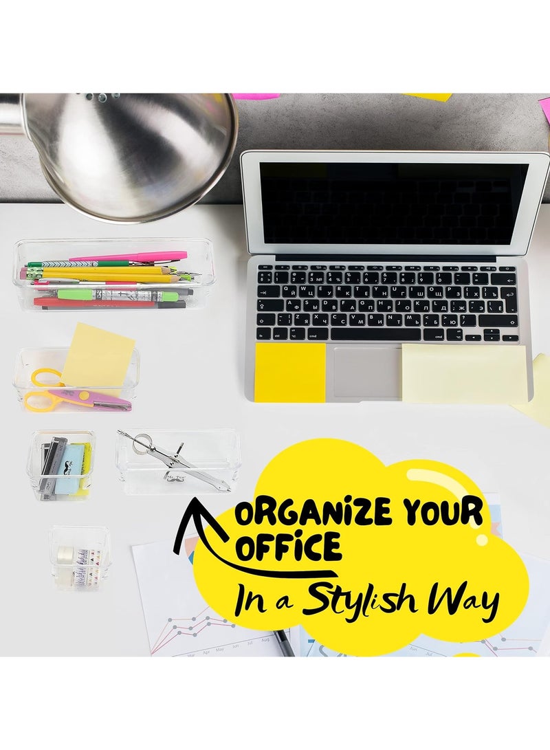 مجموعة منظمات أدراج مستوردة، 5 قطع، منظم أدراج مكياج بلاستيكي شفاف، حاويات للتنظيم، منظم أدوات مكتبية، منظم أدراج حمام - Image 5