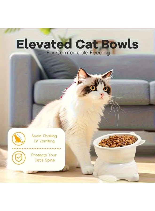 Black Elevated Cat Dog Bowls Set Anti Spill Ceramic Feeding Dish - Image 5