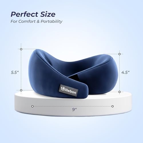 Billebon Gel Infused Memory Foam Neck Pillow, Travel Pillow with Adjustable Velcro Straps, Neck Pillow for Travelling & Flight Travel, Ergonomic Support for Comfort & Pain Relief (Navy Blue) - Image 5