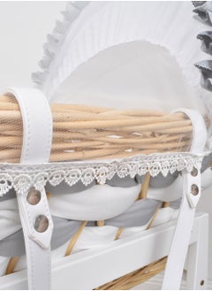 FUN MOMENT Bamboo Moses Basket with Wooden Rocking Base  - Image 2
