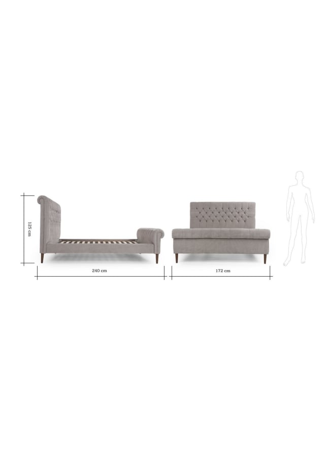 ريترو RA-BD21 سرير خشب طبيعي 215×170×125سم - رمادي فاتح - Image 3