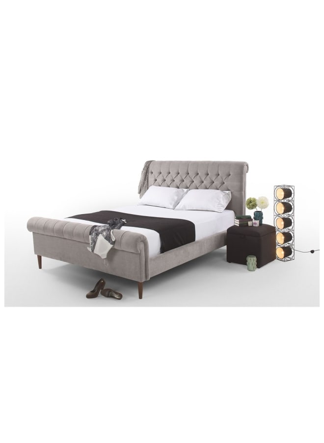 ريترو RA-BD21 سرير خشب طبيعي 215×170×125سم - رمادي فاتح - Image 1
