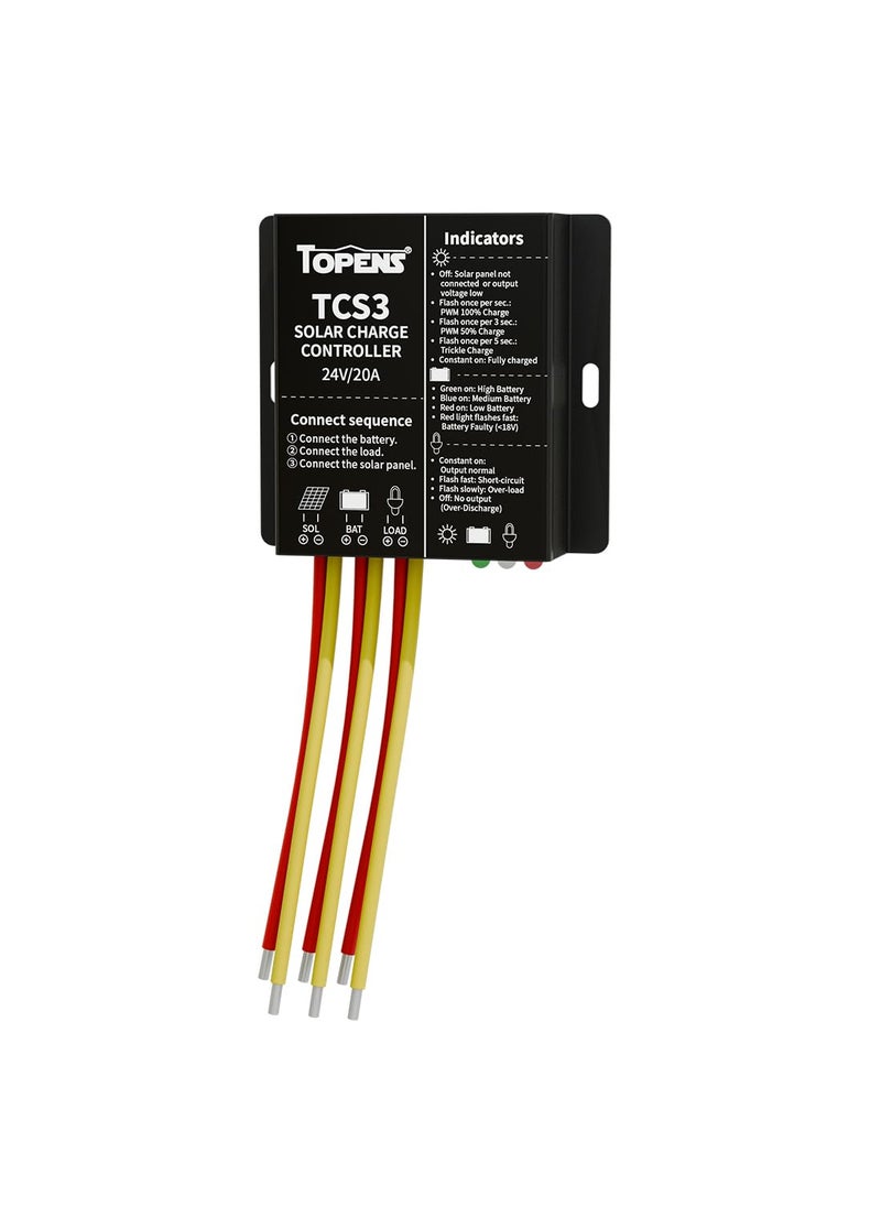 TOPENS TOPENS TCS3 Solar Charge Controller Waterproof Solar Panel Battery Regulator for Solar Automatic Gate Opener Boat Yacht RV Caravan Golf Car Street Lamp Garden Light and Farm Equipment 