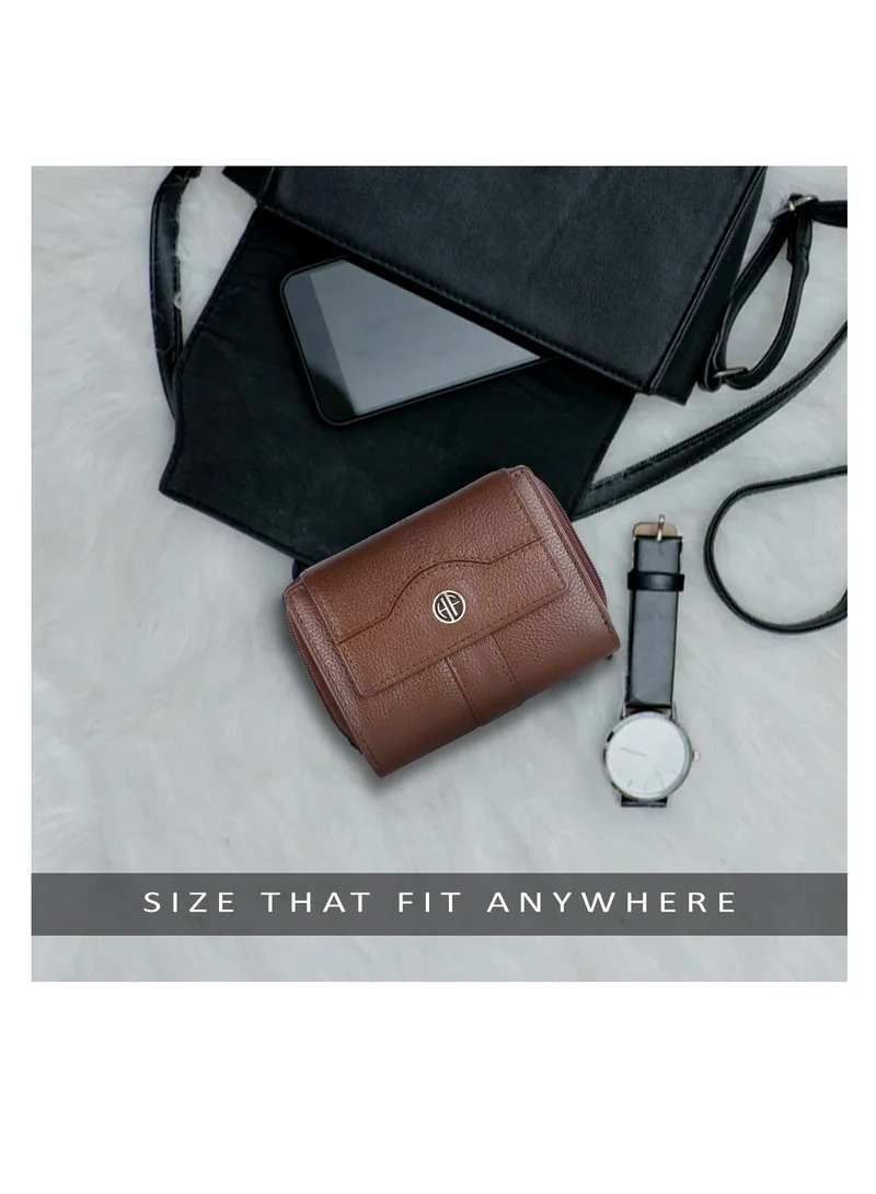 HAMMONDS FLYCATCHER wallet for women - Leather Ladies Wallet -Brushwood - 14 Card Slots - RFID Protection - 3 ID Card Slots - Women's Wallet -Button Closure -Hand Wallet- Daily Use, Money Purse | LW_5003MH | LRSK