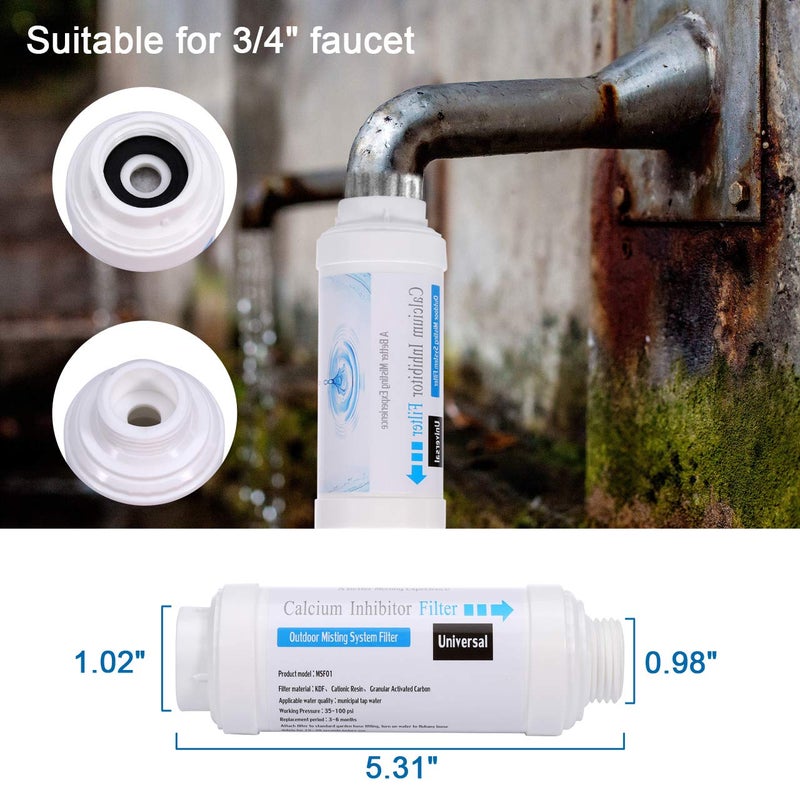 CozyCabin Pack of 2 Mist Calcium Inhibitor Filter Outdoor Misting System Filter, Prevent Nozzles Clogging for Garden Patio Mister - Image 5