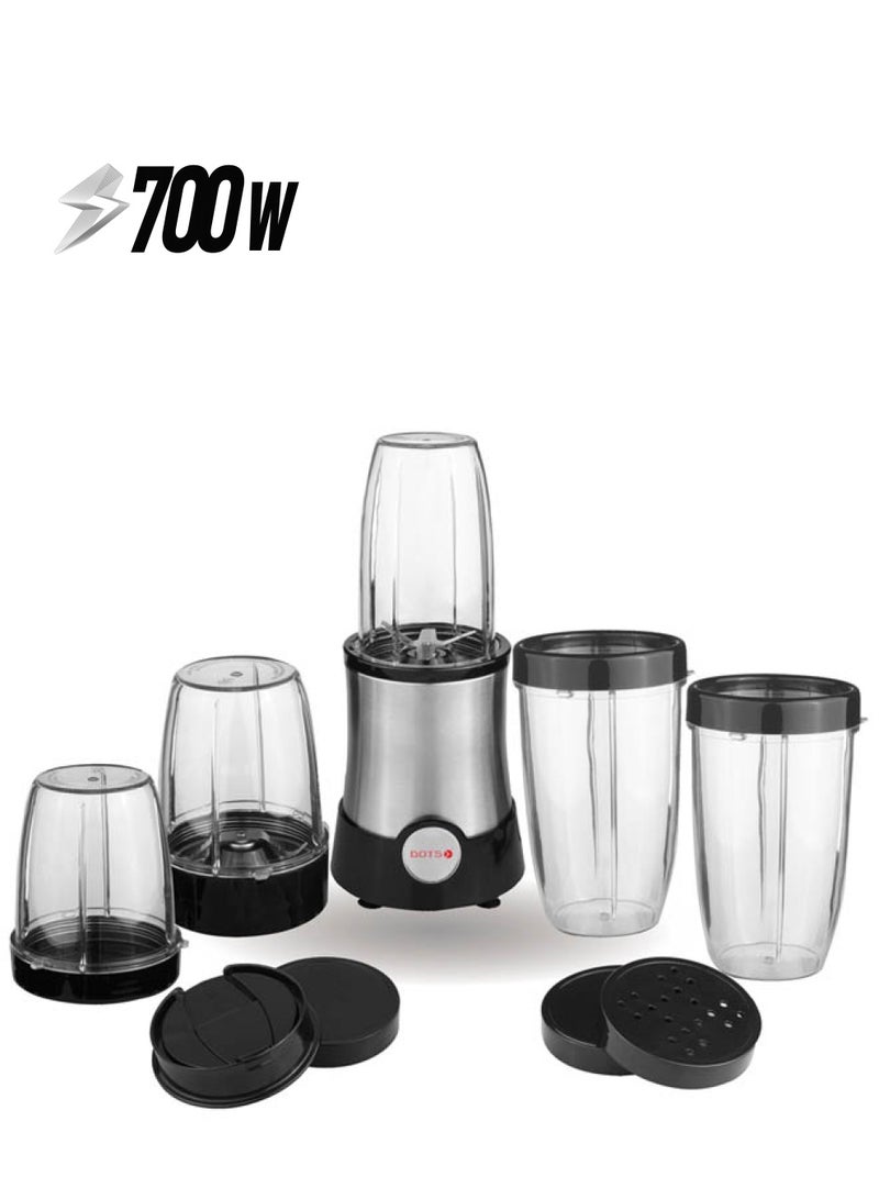 دوتس خلاط روكيت نوتري 0.68 لتر بتصميم عصري 2 دورق عصارة 0.34 لتر - 2 برطمان طحن - فضي وأسود - Image 1