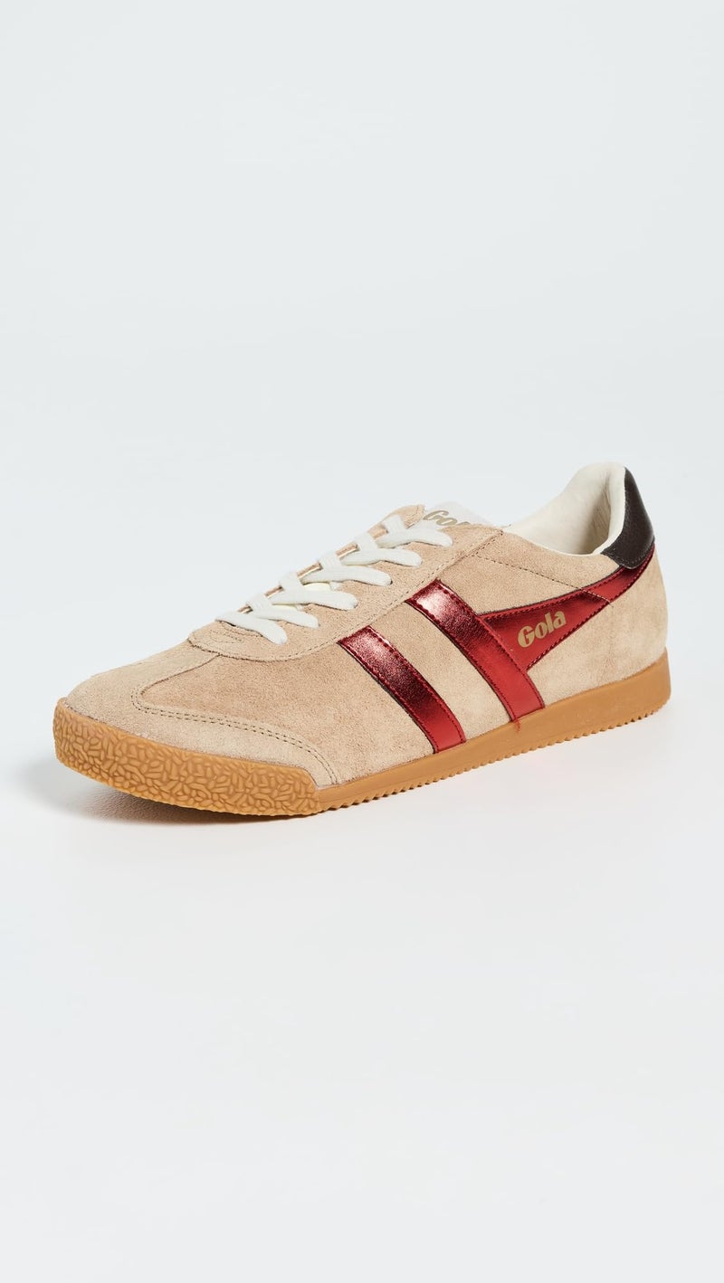 Gola Women's Elan Glitz Suede Sneakers, Light Caramel/Red/Dark Brown, 9.5 Medium US - Image 2