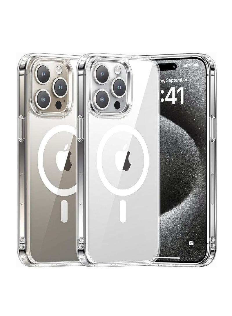 Case For iPhone 15 Pro Max Clear Magnetic Cover MagSafe Compatible - Hybrid Protective Crystal Clear Hard Back Case - Shockproof Silicone Frame - Slim Transparent Case for Apple iPhone 15 Pro Max - Image 1