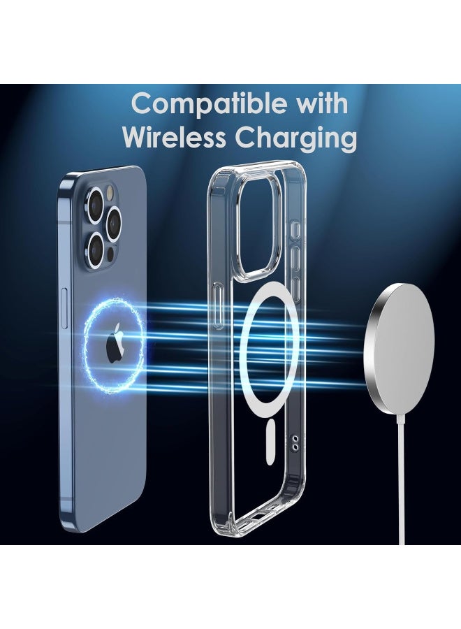 Case For iPhone 15 Pro Max Clear Magnetic Cover MagSafe Compatible - Hybrid Protective Crystal Clear Hard Back Case - Shockproof Silicone Frame - Slim Transparent Case for Apple iPhone 15 Pro Max - Image 2