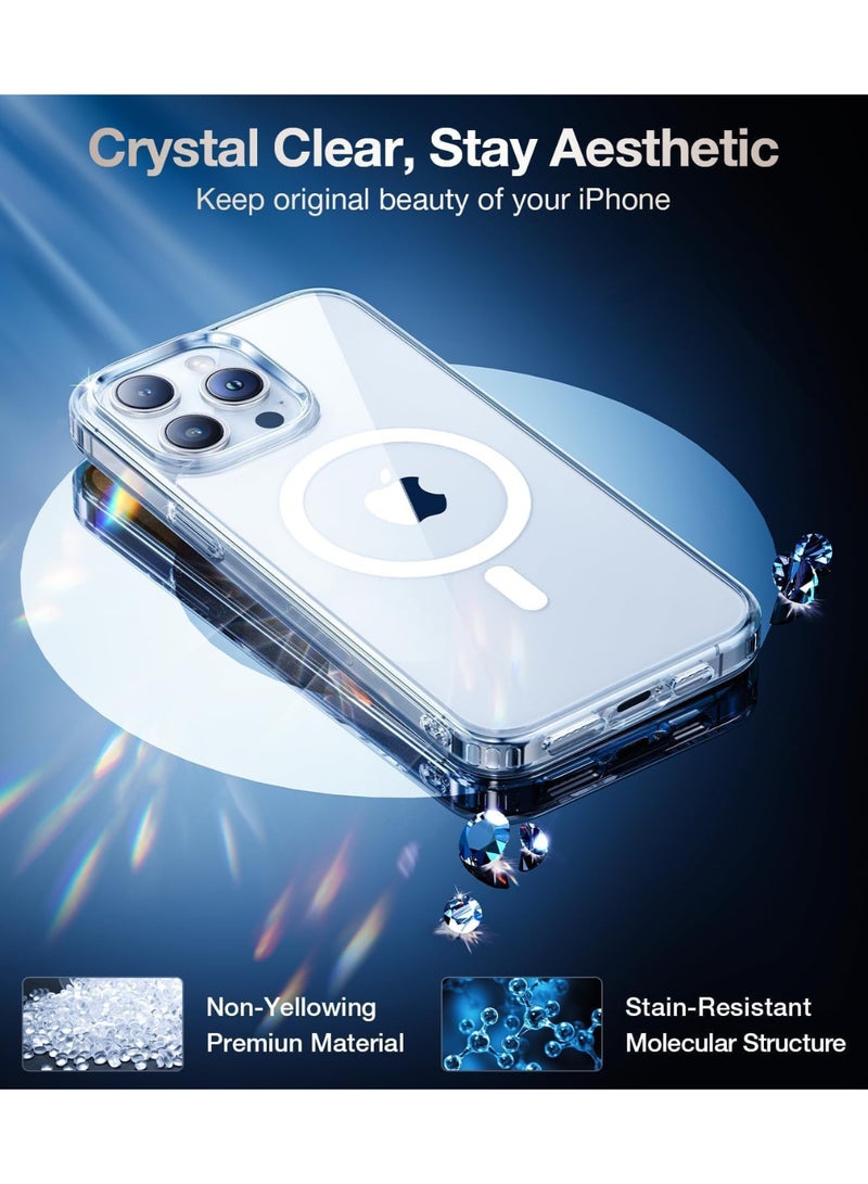 Case For iPhone 15 Pro Max Clear Magnetic Cover MagSafe Compatible - Hybrid Protective Crystal Clear Hard Back Case - Shockproof Silicone Frame - Slim Transparent Case for Apple iPhone 15 Pro Max - Image 4