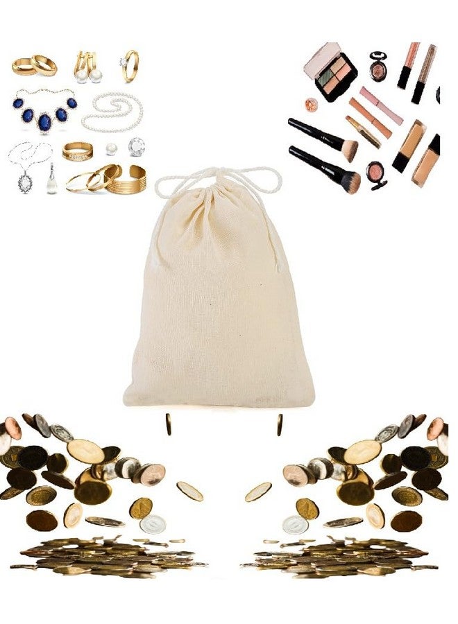 WUD Cotton Drawstring Bags, Set of 10, for Storing Goodies, Candies, Cosmetics, Jewellery, Small craft articles - Image 3