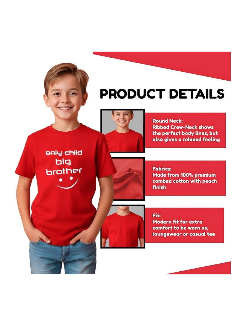 برينت شوب فور مي تيشيرت "الأخ الأكبر" للأطفال - تيشيرت إعلان "الطفل الوحيد للأخ الأكبر" للأولاد | تيشيرت قطني ناعم بياقة مستديرة وأكمام قصيرة - Image 4