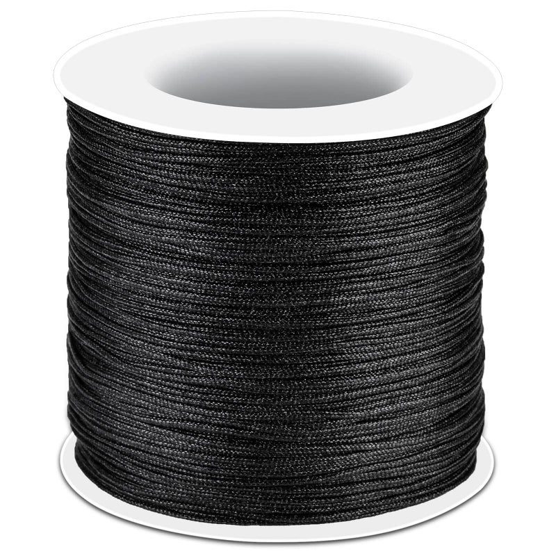 anezus Black Nylon String Anezus 08mm Nylon Thread Chinese Knotting Cord Tarred Twine Outdoor String for Braided Bracelets Beading Necklaces Macrame Craft Wind Chime Blinds Jewelry Making