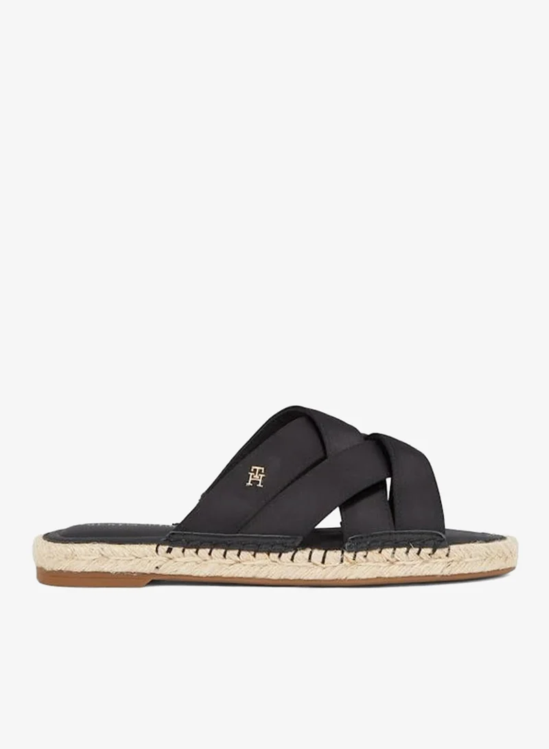 SATIN ESPADRILLE MULES