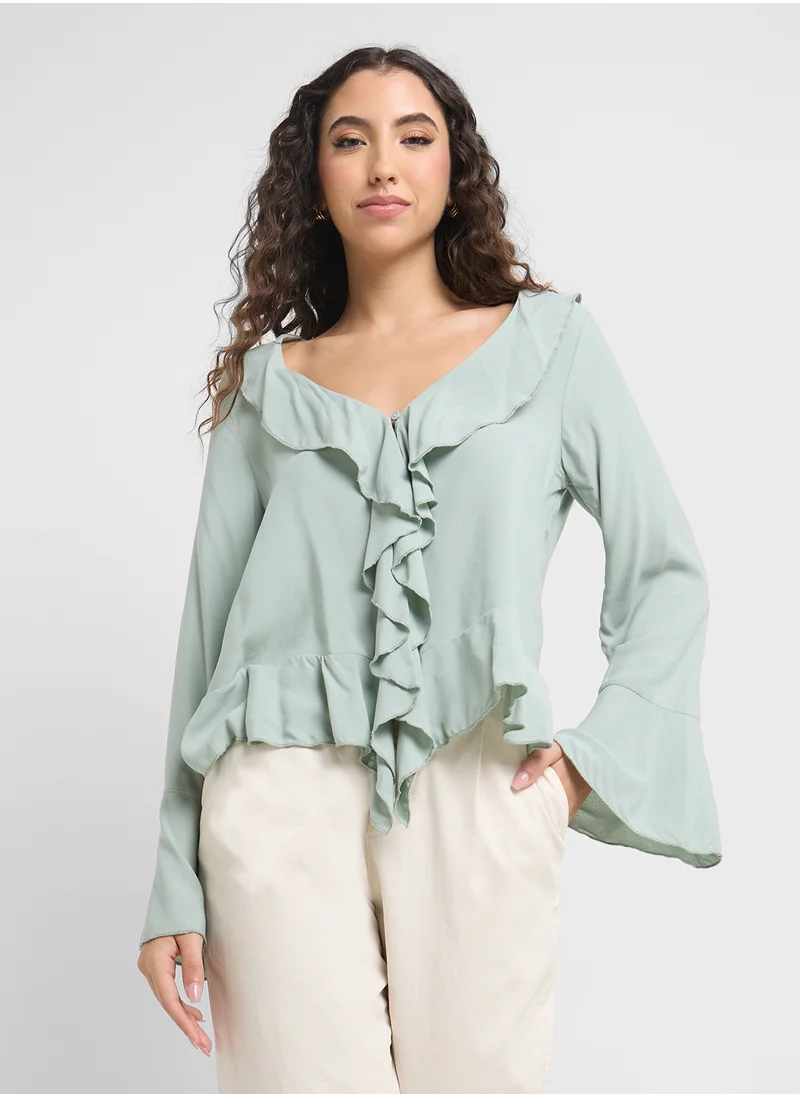 فيرو مودا Vmmerry Ls Frill Top